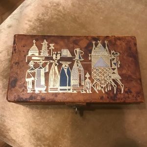 Vintage Leather Jewelry Box. Made in Egypt